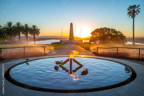 Eternal flame with State War Memorial in perth