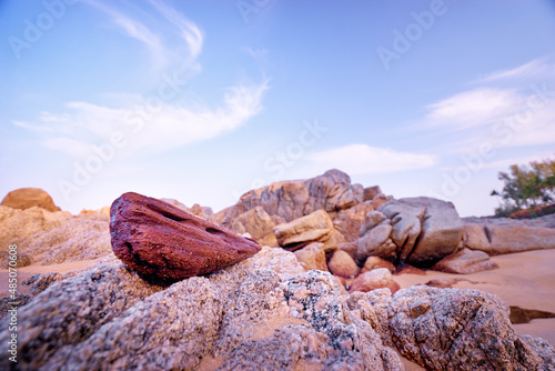 Close up of stones and rocks on the beach.