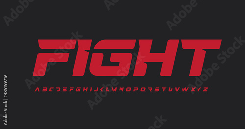Fight font battle alphabet strike letters. Modern logo typography. Minimal dynamic typographic design. Sport letter set for power logo, headline, monogram and branding type. Isolated vector typeset