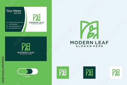 modern letter m with leaf logo design