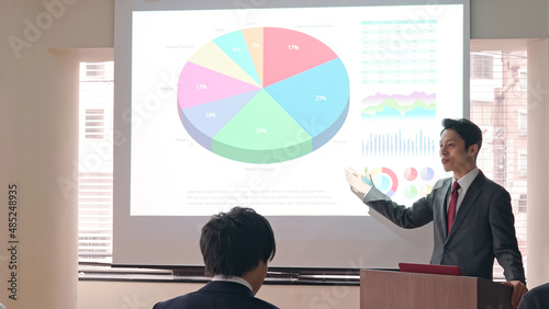 講義する男性 プレゼンテーション 発表