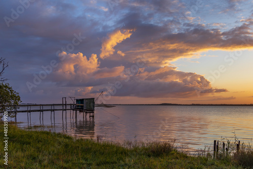 Traditional fishing hut on river Gironde, Bordeaux, Aquitaine, France