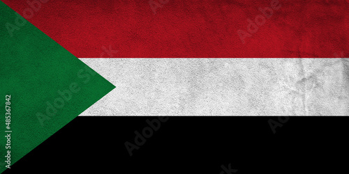 Sudan flag painted on old grunge paper