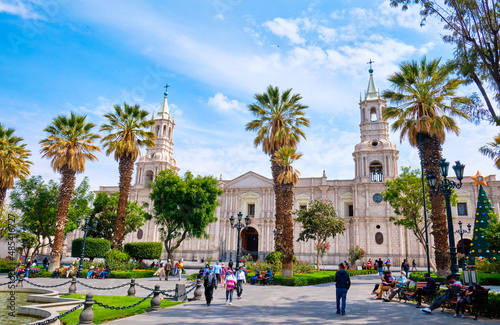 Basilica Cathedral of Arequipa in Peru.