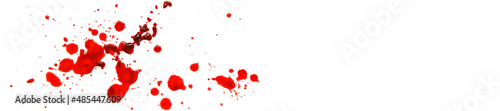 Spots of blood. Red blood splatter and drops isolated On white background . Murder and crime concept.