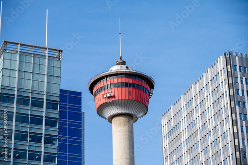 Calgary, Albert a - February 6, 2022: View of the landmark Calgary Tower.