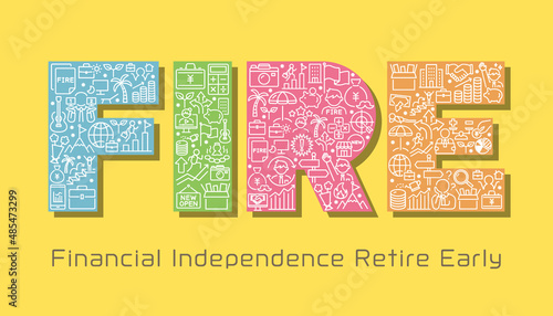 FIRE デザイン文字 Financial Independence Retire Early