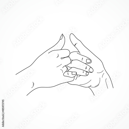 Hand drawn pinky promise concept line art