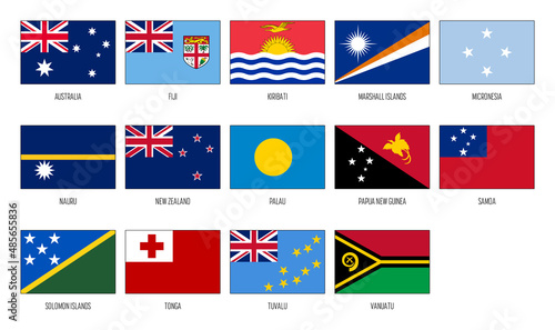 Australia and Oceania vector national flag collection