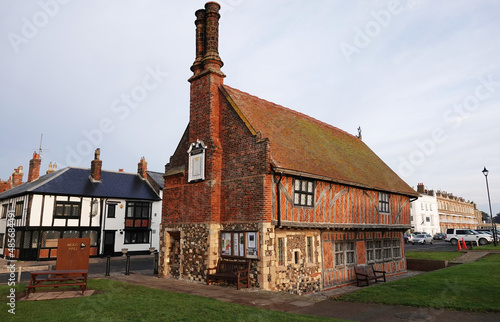 The historic Tudor Moot Hall building and museum in the coastal town of Aldeburgh, Suffolk