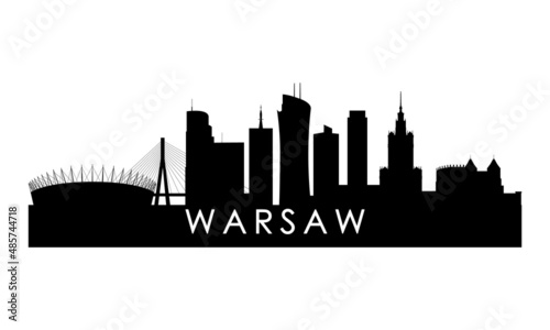 Warsaw skyline silhouette. Black Warsaw city design isolated on white background.