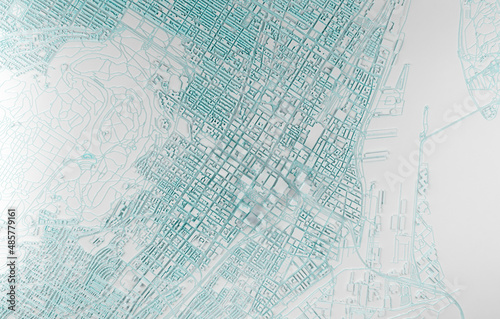 simplified map of the city of Montreal aerial view