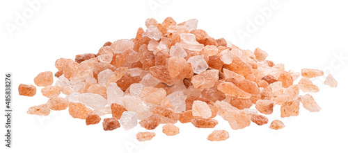 Pile of pink himalayan salt isolated on white background