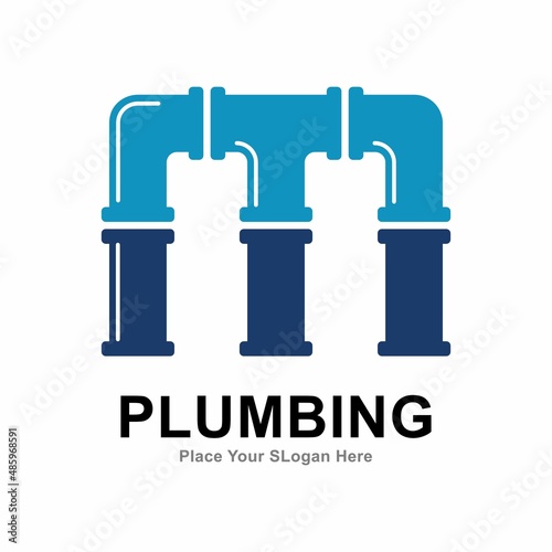 letter m with plumbing pipe logo vector design template. Suitable for pipe service, drainage, sanitation home, and maintenance service company 