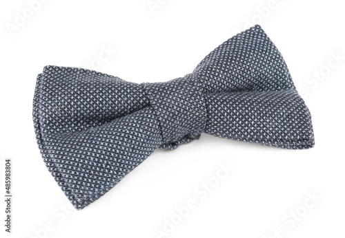 Stylish grey bow tie isolated on white