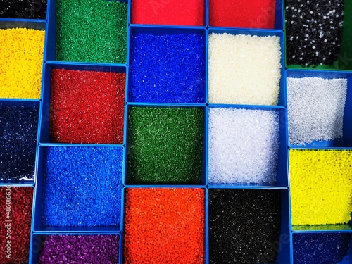 Plastic granules, pellets, colorful
