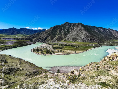 Katun is the main waterway of the Altai Mountains. Katun in translation from ancient Turkic means woman. Russia. 2020.