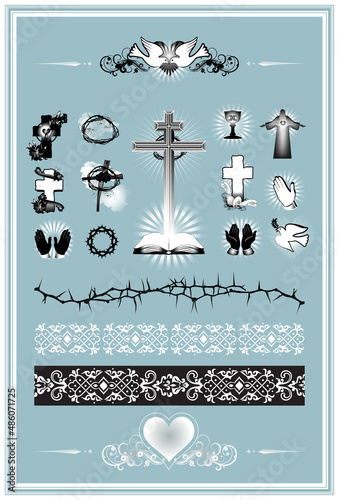 Set symbols religion and church icon