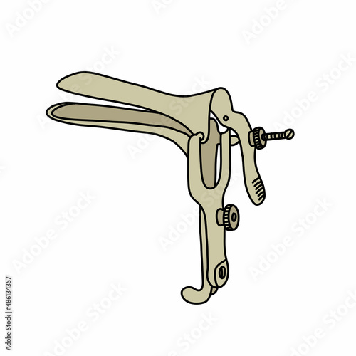 grave speculum doodle icon, vector color line illustration