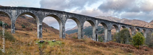 Glenfinnan viaduct panorama in the Scottish Highlands