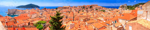 Coastal summer landscape, panorama - view of the Old Town of Dubrovnik on the Adriatic coast of Croatia
