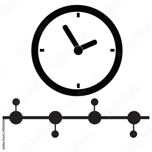 Timeline icon on white background. Time management sign. Clock with time line symbol. flat style.