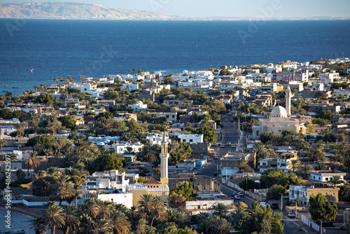 Aerial view of Dahab town from the mountain nearby, South Sinai, Egypt