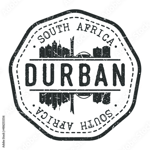 Durban, South Africa Stamp Skyline Postmark. Silhouette Postal Passport. City Round Vector Icon. Vintage Postage Design.