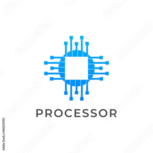 Processor chip intel core hardware computer logo vector with circuit technology icon symbol