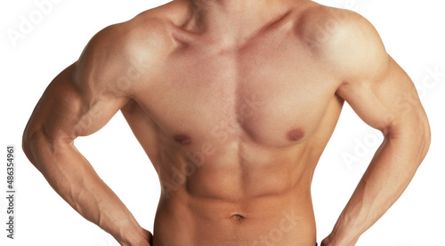 Muscular torso of bodybuilder