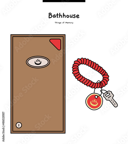 This is the locker door and key. It is a design that is mainly used in Korean baths in Korea.