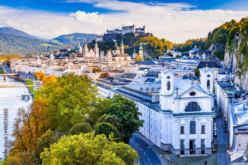 Salzburg, Austria. Beautiful view Hohensalzburg and oldtown.