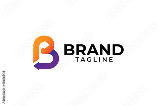 Letter B Arrow Logo design, letter b with two arrow combination, vector illustration