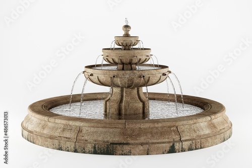 Classic water fountain isolated on white background