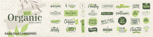 Premium quality organic elements for food market, ecommerce, organic products promotion, restaurant, healthy life. Vector illustration concepts for web design, packaging design, marketing.