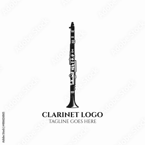 Clarinet logo vector, clarinet icon, musical instrument illustration