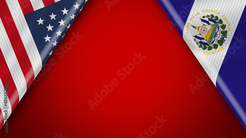 El Salvador and USA United States of America Flags – 3D Illustration