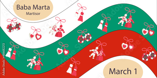 Poster, banner and sign about the Bulgarian holiday of baba marta