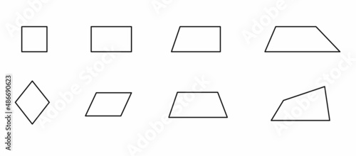 types of quadrilaterals square, rectangle, rhombus, trapezoid, parallelogram, versatile quadrilateral, visual aid, poster 