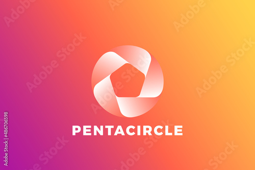 Pentagon in Circle Logo design vector template infinity loop style.