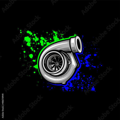 Turbo Performance Automotive Designs In Black Background