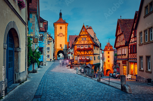 Bawaria, Rothenburg ob der Tauber nocą