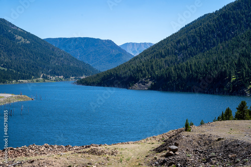 View of Earthquake Lake in Montana on a sunny day