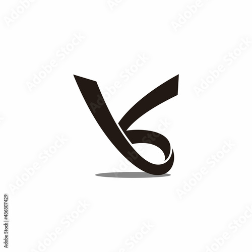 letter kb simple curves ribbon logo vector