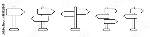 Signpost icon, direction icon isolated, expanded stroke