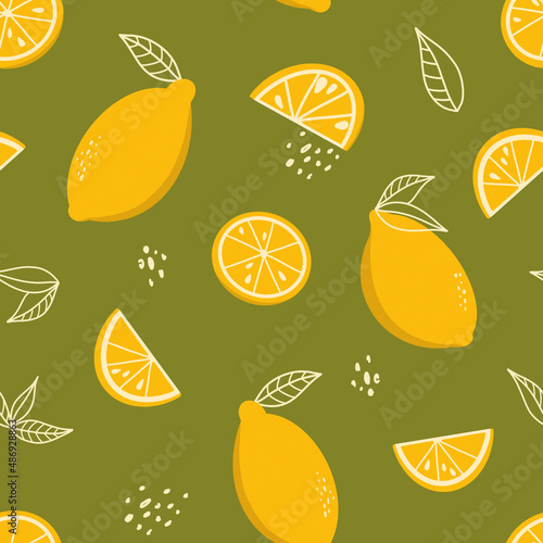 Cute pattern with lemons. Procreate illustration for print on fabric, paper, notebook, scrapbook.