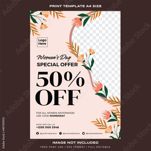 print poster template promotion for women's day premium vector