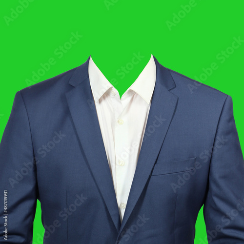 Men's suit on a green background for montage.