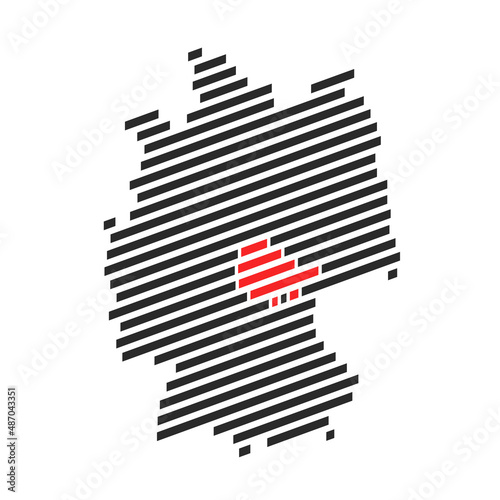 Thüringen: Moderne Deutschlandkarte mit roter Markierung vom Bundesland