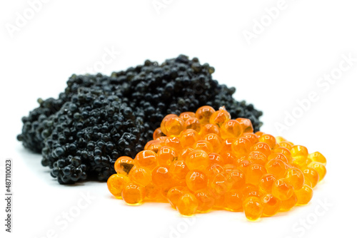 Pile of caviar isolated on white background